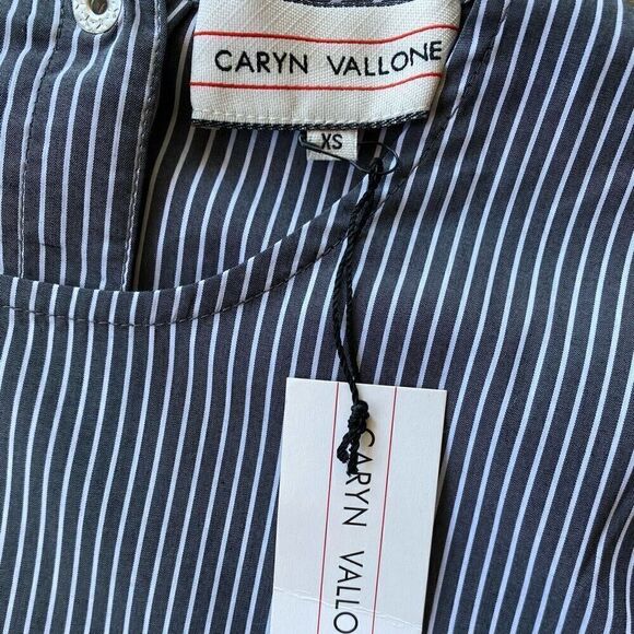 Caryn Vallone Black & White Striped Split Side Tunic NWT Size Extra Small - Picture 3 of 6